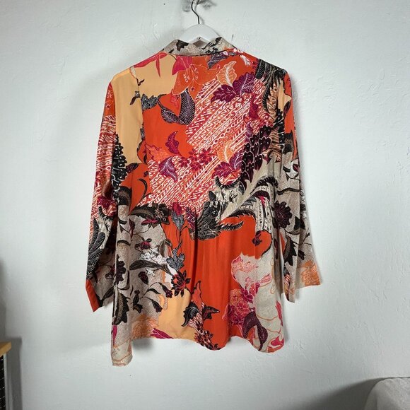 Nic+Zoe Womens Paisley Print Long Sleeve Collared Blouse XL Multicolor Casual - Picture 2 of 7
